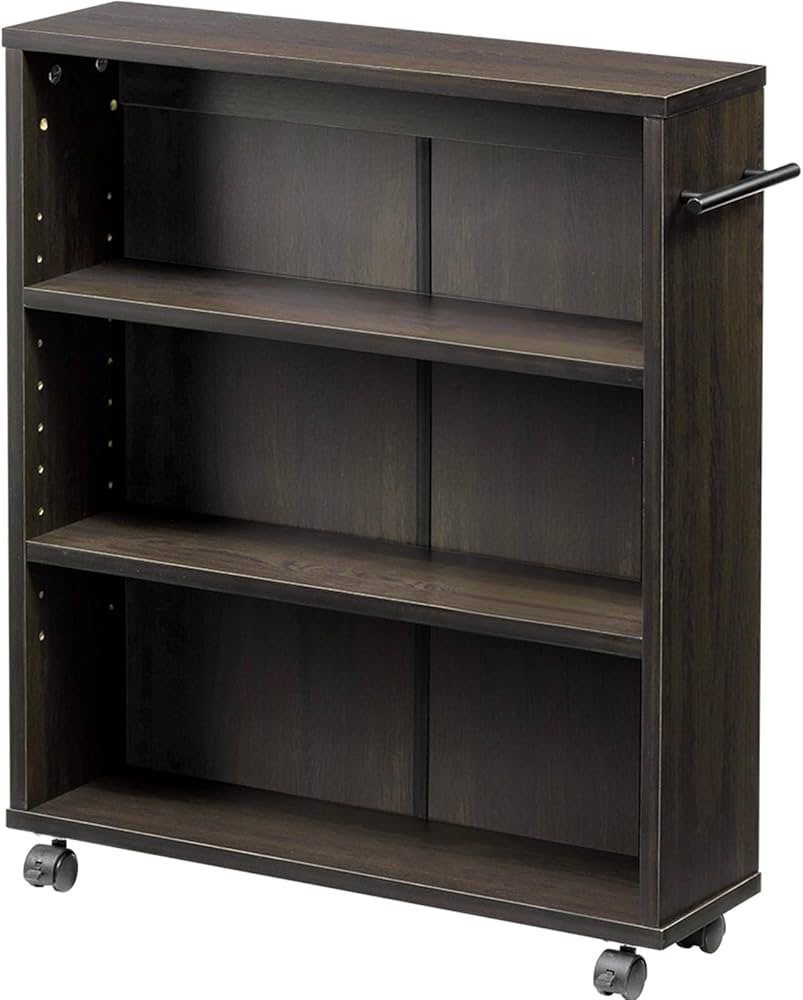 Amazon｜イーサプライ 本棚 キャスター付き スリム すきま収納 3段 幅