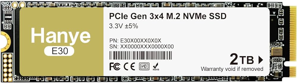 Amazon | Hanye 2TB 内蔵型SSD PCIe Gen3x4 NVMe M.2 2280 3400MB/s