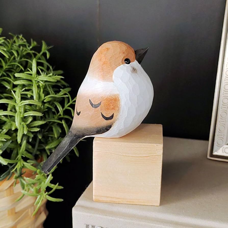 Amazon.co.jp: [dhiuebc] 木彫りの置物 北欧の置物 小鳥 木彫り