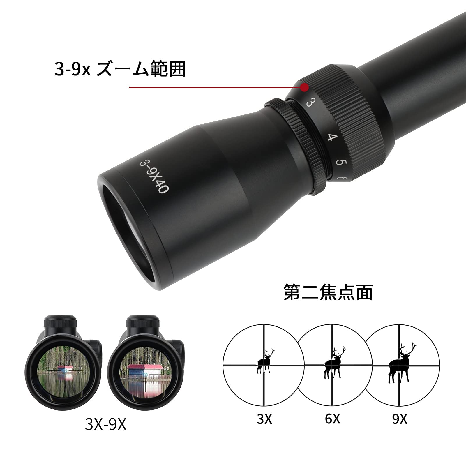 Amazon.co.jp: FOCUHUNTER 3-9X40mmライフルスコープ1/4 MOA 1インチ