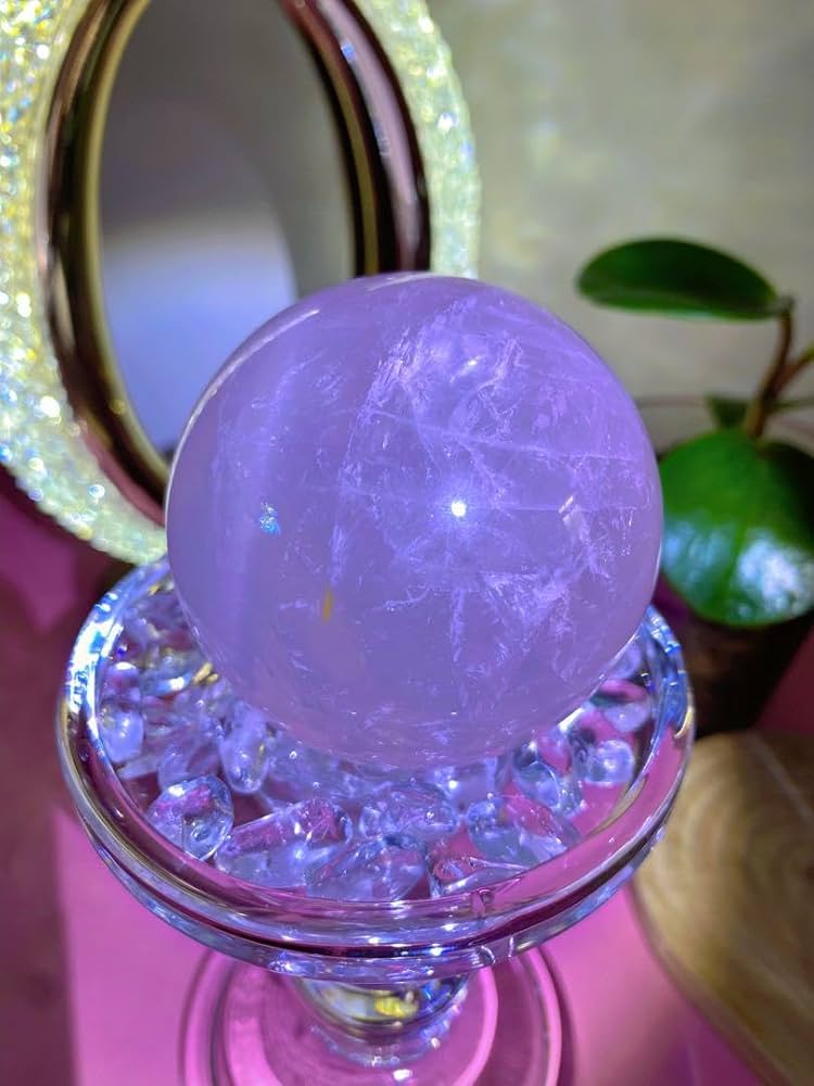 Amazon.co.jp: 桜色 透明感 スフィア ローズクォーツ 強いスター 虹中