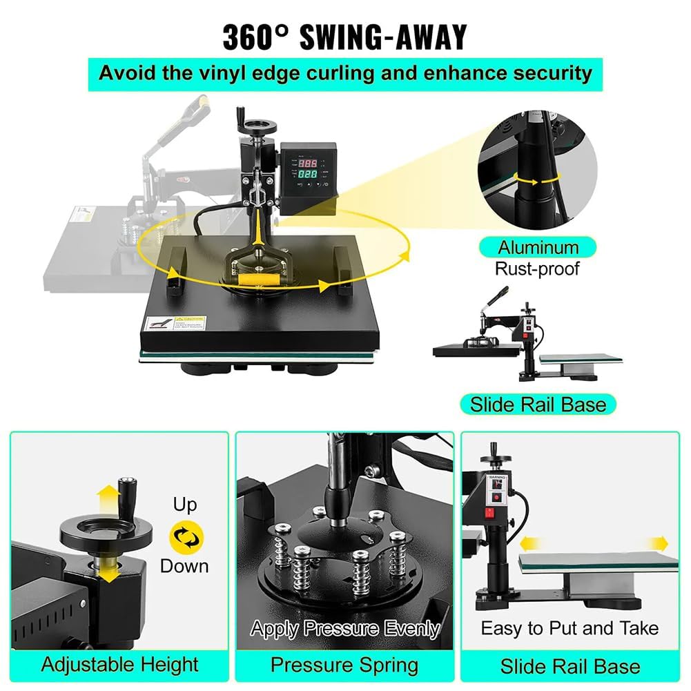 Amazon.co.jp: 多機能熱プレス機、38 * 38CM 2In1 360度スイング