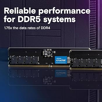 Crucial 64GB DDR5 RAM, 5600MHz (or 5200MHz or 4800MHz) Desktop