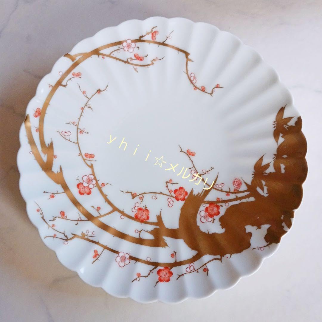 Amazon.co.jp: 深川製磁 金彩紅白梅 盛皿 プレート : ホーム＆キッチン