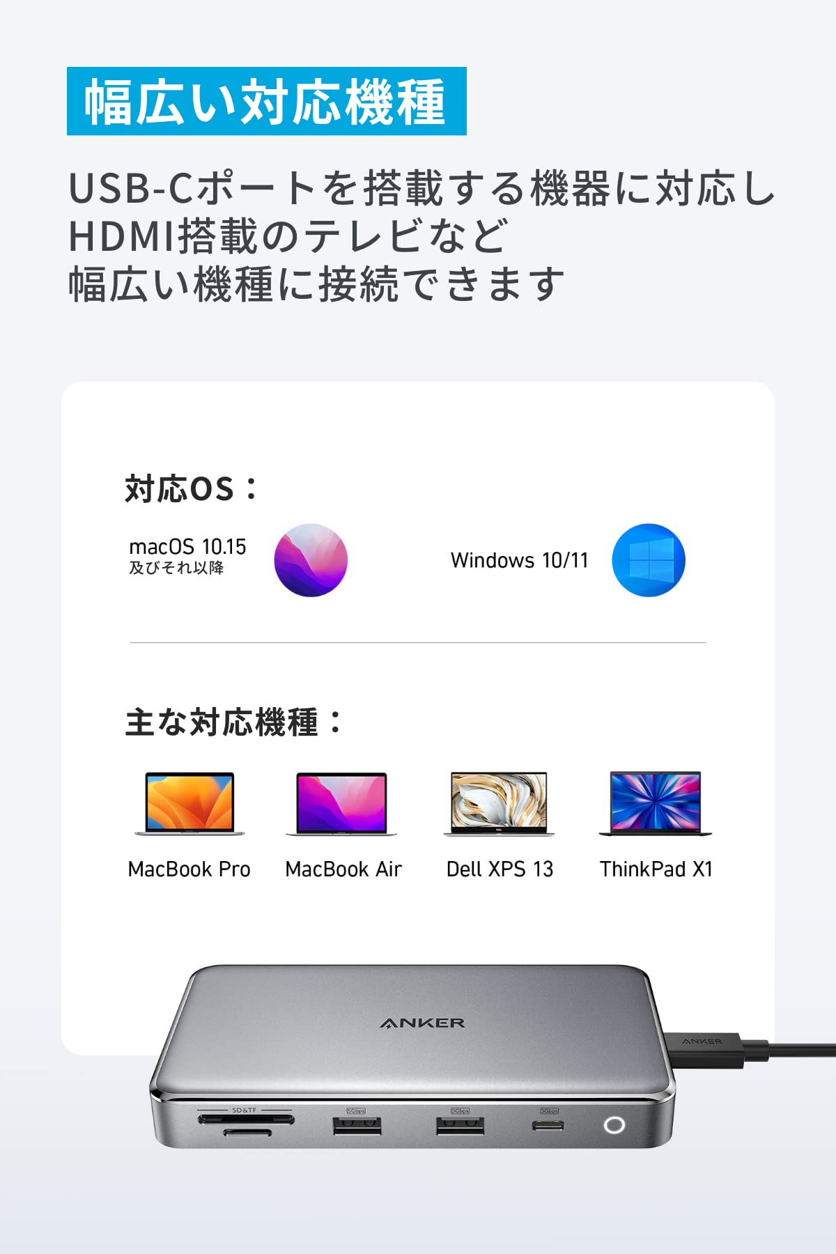 Amazon | Anker 563 USB-C ハブ (10-in-1, Dual 4K HDMI, for MacBook