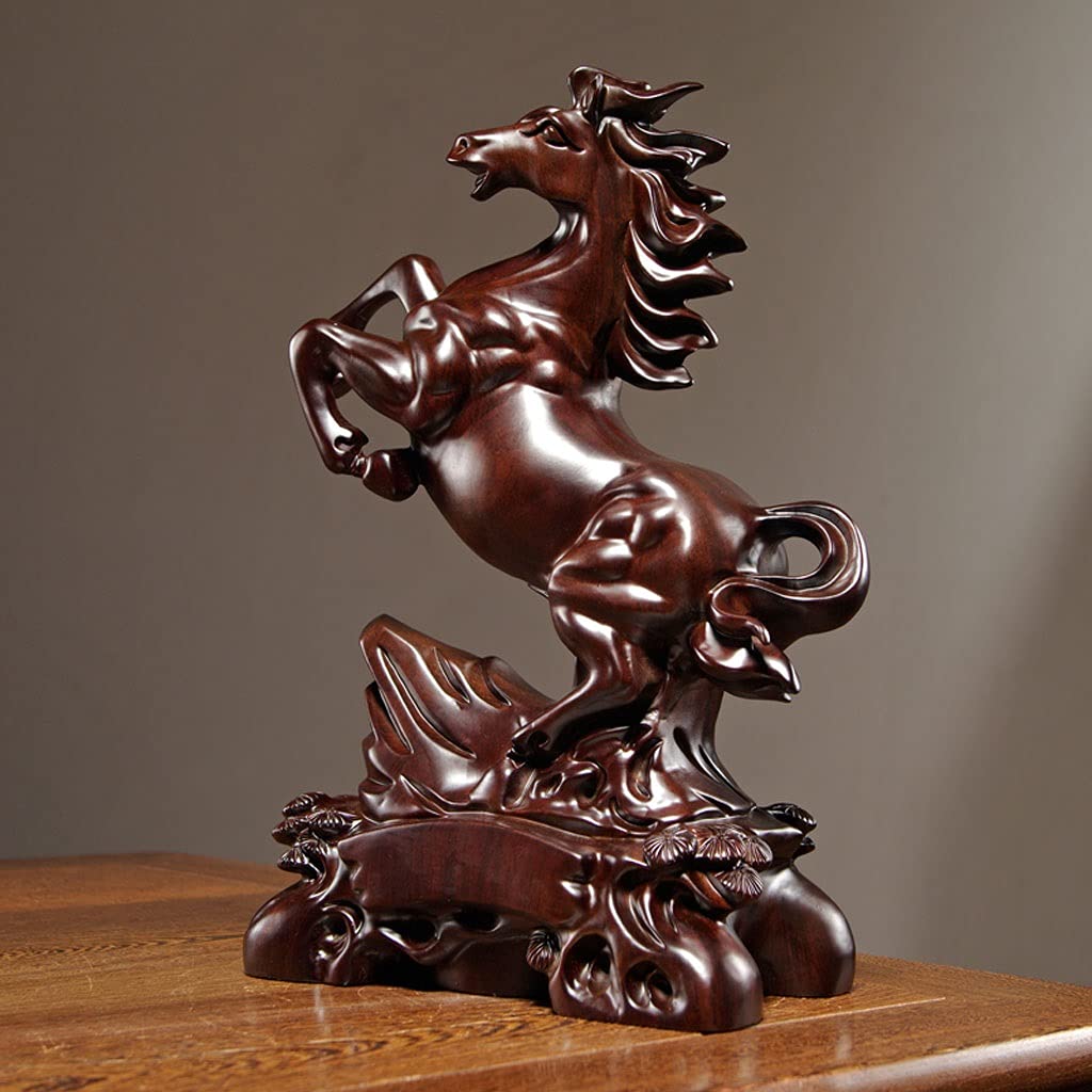 Amazon.co.jp: ZXCTD 黒檀の木彫刻馬の装飾無垢材干支馬ホームリビング