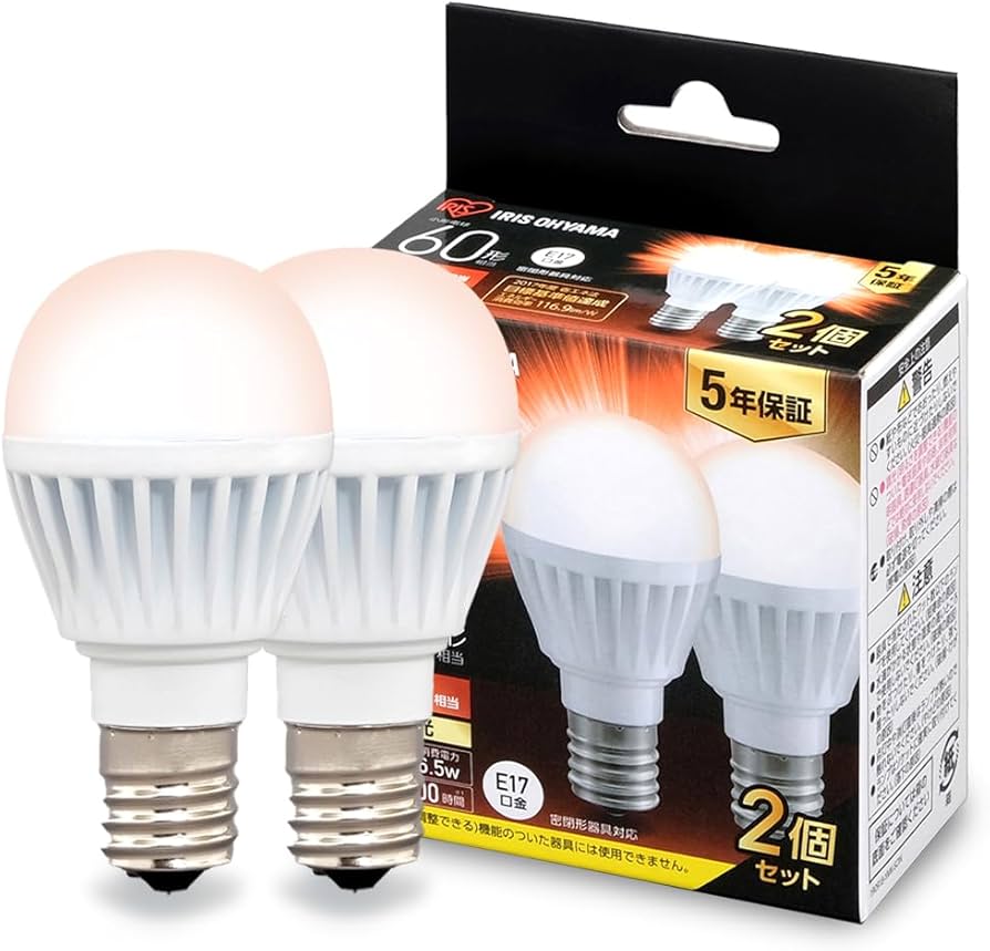 Amazon | アイリスオーヤマ LED電球 口金直径17mm 広配光 60W形相当