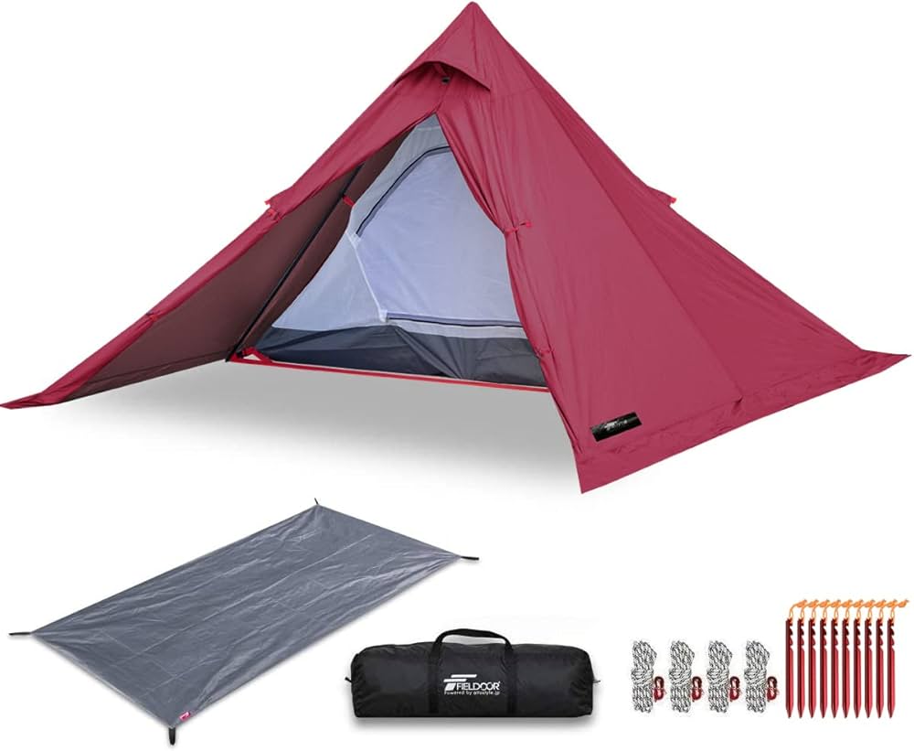 Amazon.co.jp: FIELDOOR フォークテント 280 【ボルドー】 ＆ グランド