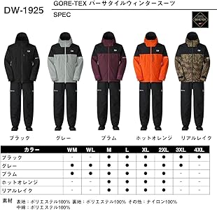 Amazon.co.jp: [DAIWA] GORE-TEX バーサタイルウィンタースーツ DW