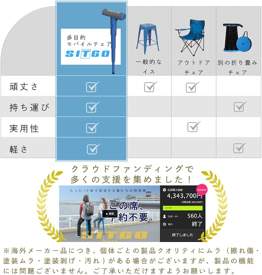Amazon.co.jp: SITGO アウトドアチェア 折りたたみ椅子 モバイルチェア