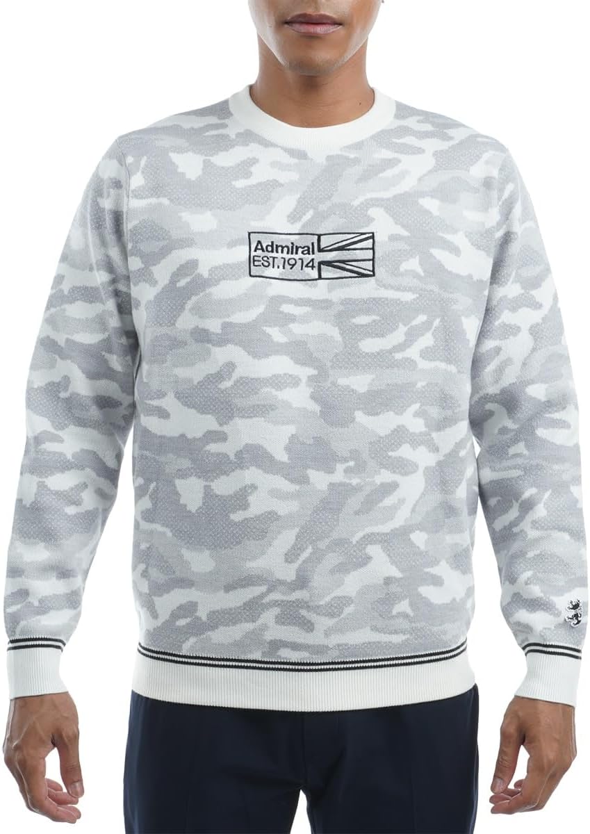 Amazon | [アドミラル ゴルフ] 裏地付 カモフラ クルーネックニット