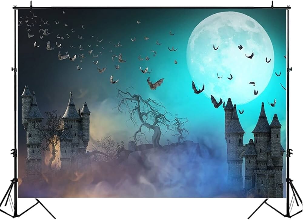 Amazon | バック紙 背景紙 ハロウィン パンプキン 装飾城 満月 夜