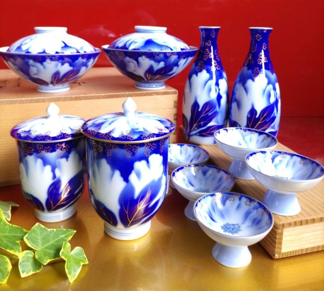 Amazon.co.jp: 深川製磁 牡丹金ミル酒器揃木箱入 睦揃ご飯茶碗 夫婦