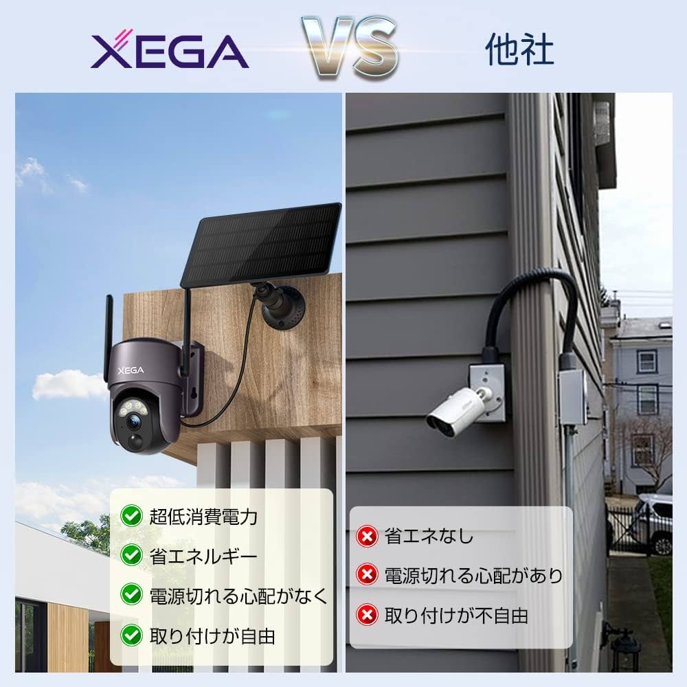 Amazon.co.jp: 【本物3MP·0.2秒快速起動・電源不要】XEGA 防犯カメラ