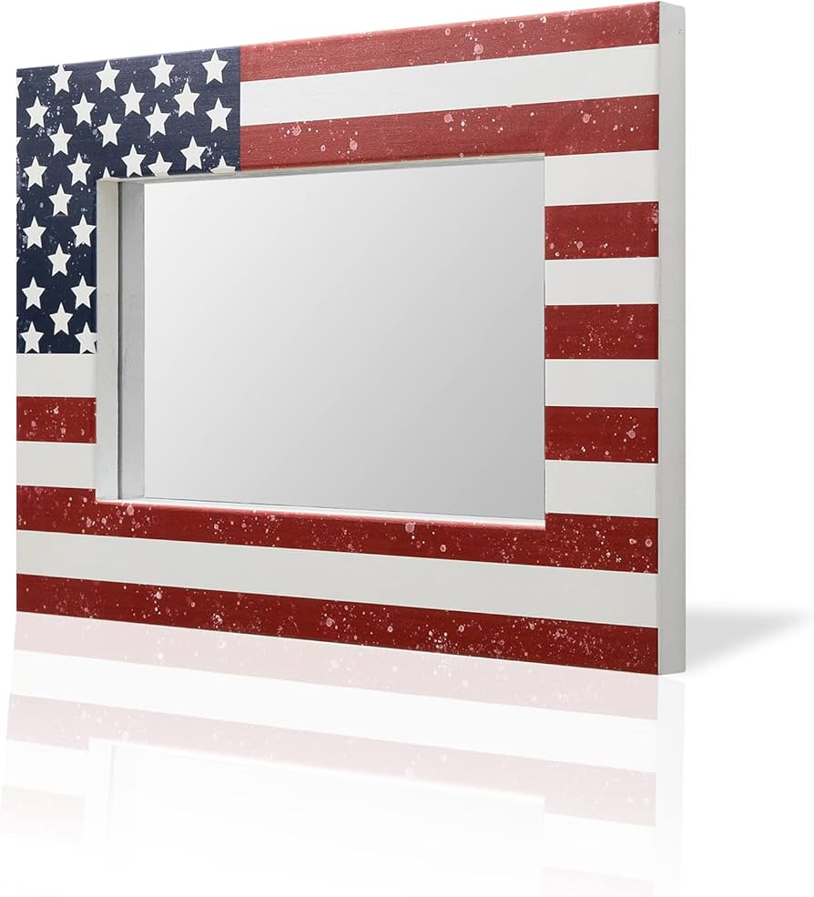 Amazon.com: YOSHOOT Wooden American Flag Wall Mirror, Hand-Painted