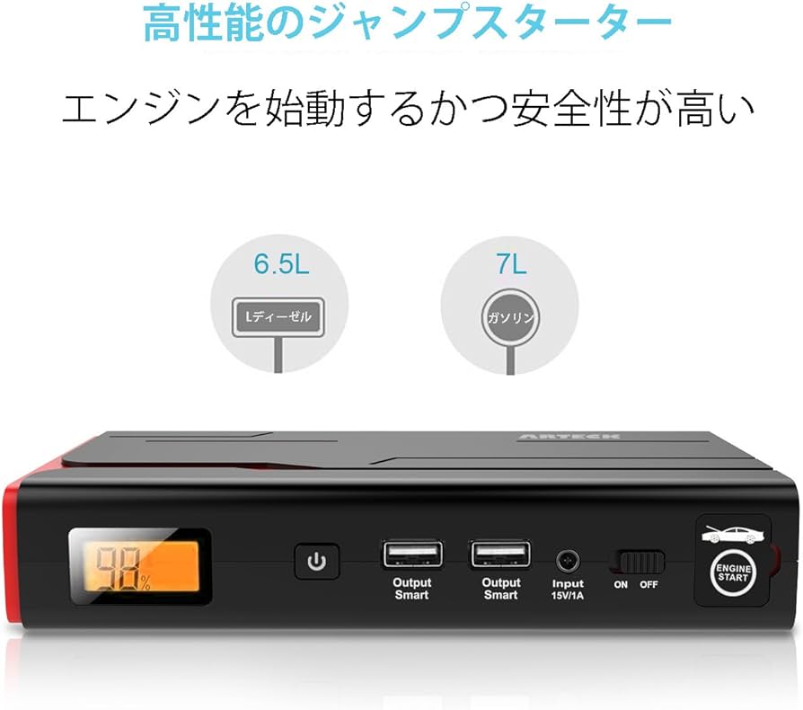 Amazon | Arteck ジャンプスターター 12V車用エンジンスターター