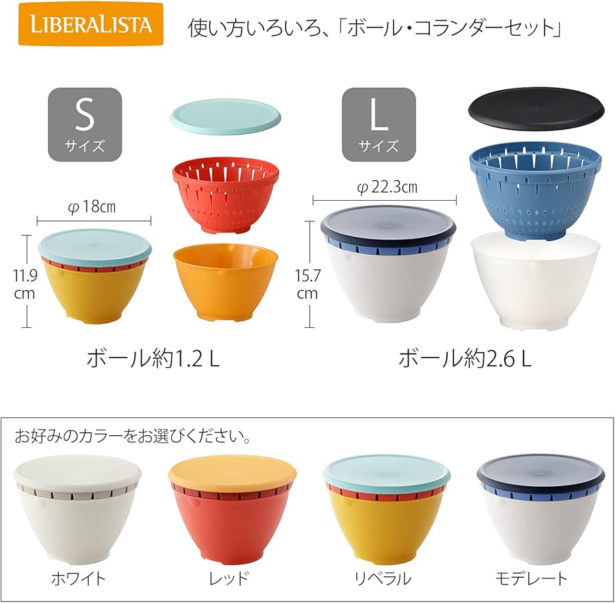 Amazon.co.jp: リス ザル ボウル セット ふた付きボールコランダーS