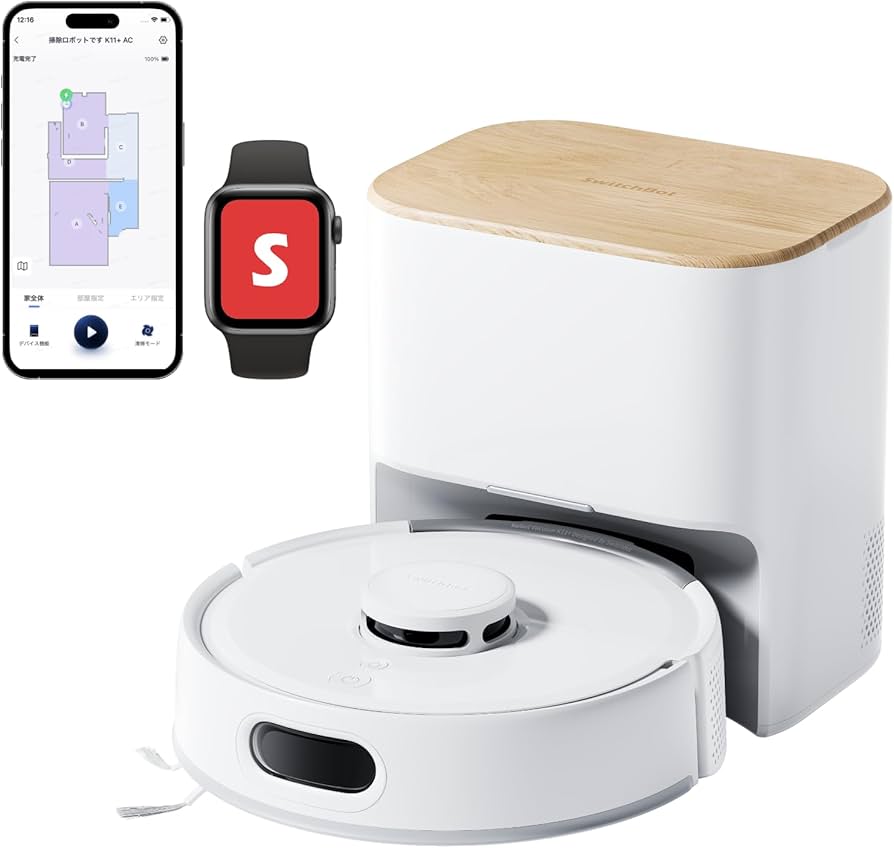 Amazon | 【2025進化】 SwitchBot ロボット掃除機 K11+ 超小型 - 高