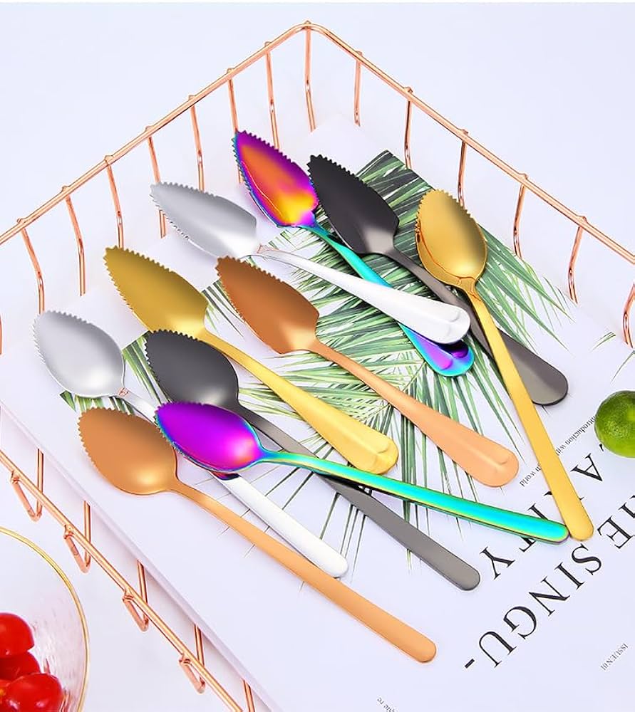 Amazon.co.jp: 5本 ステンレス ギザギザ グレープフルーツ スプーン