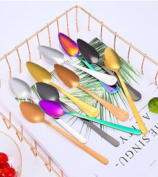 Amazon.co.jp: 5本 ステンレス ギザギザ グレープフルーツ スプーン