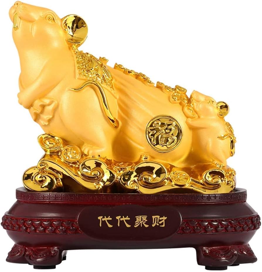 Amazon.co.jp: 中国の干支ネズミ/ネズミの像 宝の金の置物 ホーム