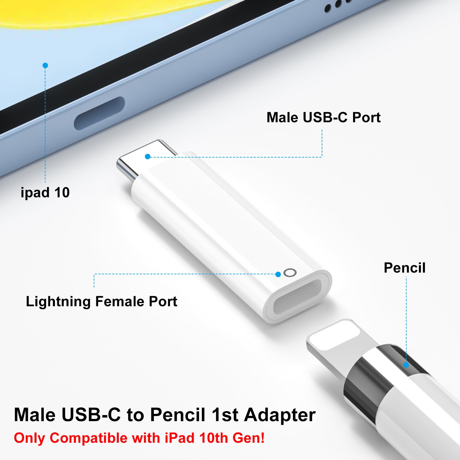 Amazon.com: APETOO USB-C to Pencil Adapter for iPad 10th Gen/iPad