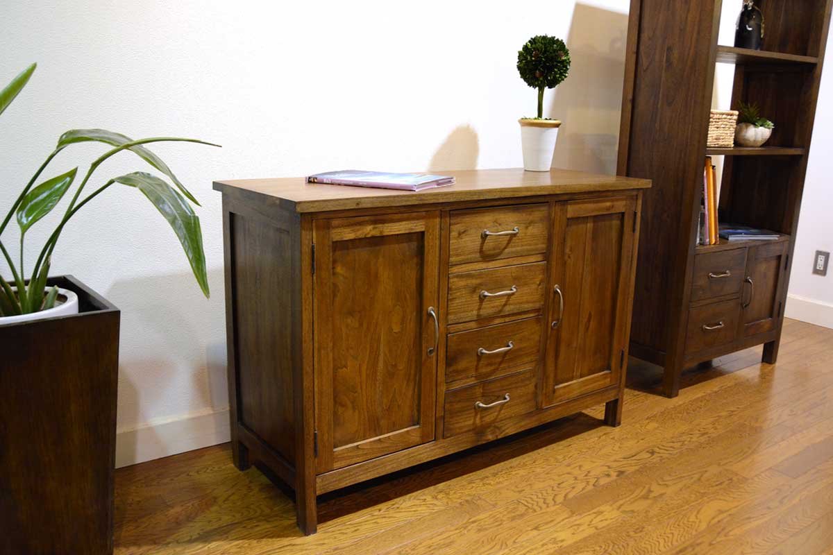 Amazon.co.jp: サイドボード チーク無垢材 120 アジアン家具 北欧 木製