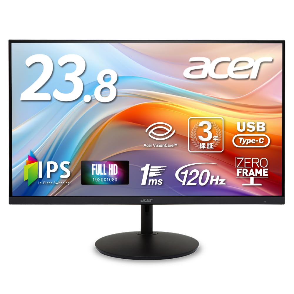 Amazon.co.jp: Acer モニター 23.8インチ フルHD 非光沢 IPS 120Hz 1ms