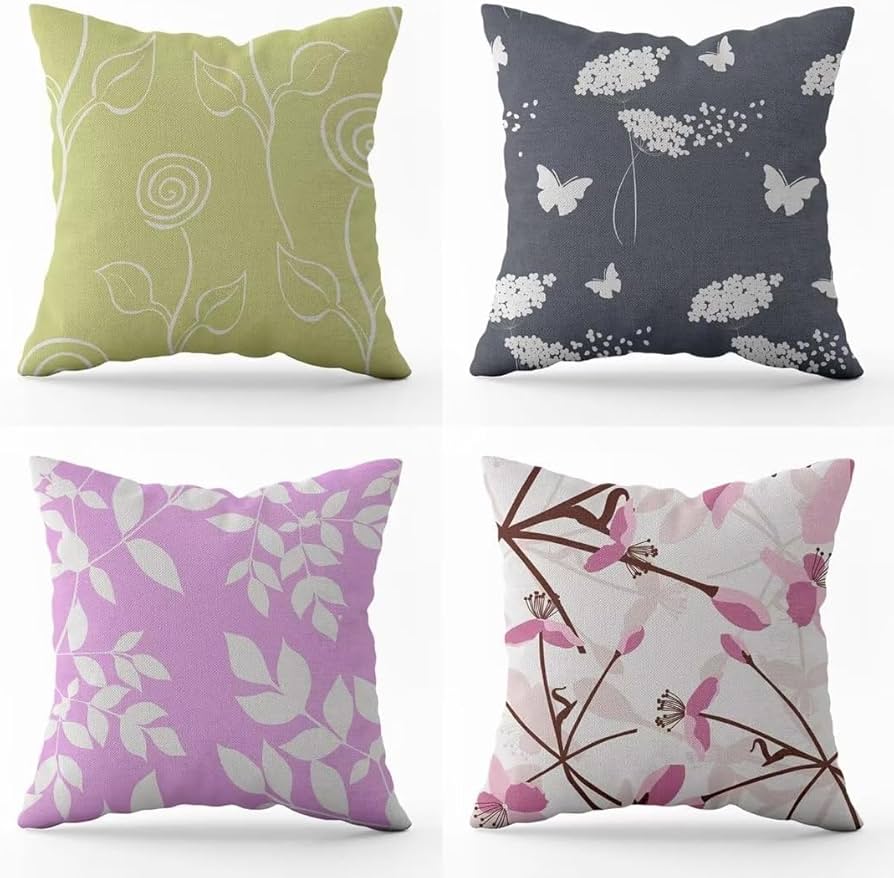 Amazon.co.jp: クッションカバー ピンクの花の蝶 クッションカバー