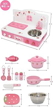 Amazon | マザーガーデン テーブルキッチン 木製 ままごと 野いちご
