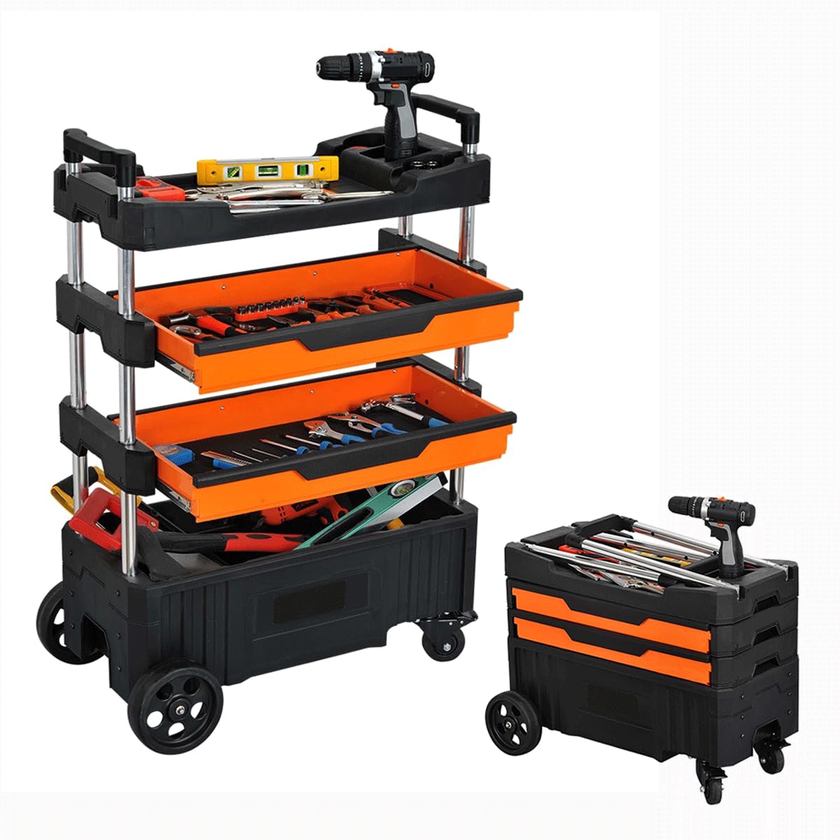 Amazon.co.jp: JOOHY ツールカート ツールワゴン 折りたたみ 4段 多