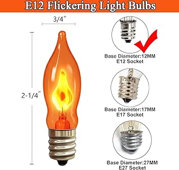 Konictom Flickering Flame Light Bulbs 1W, C7 E12 Incandescent (12