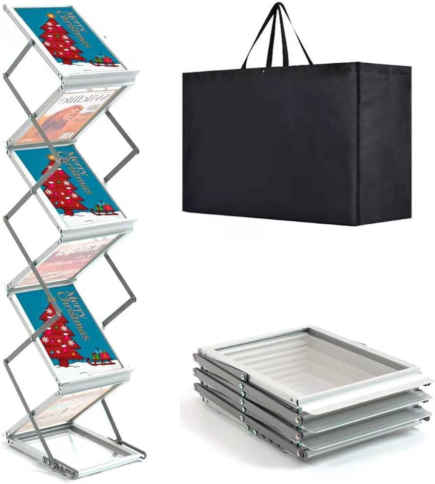 Amazon.com: 6 Pockets Aluminum Foldable Magazine Rack Floor