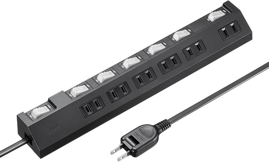 Amazon.co.jp: サンワサプライ 電源タップ 6個口・2ピン(1m) 節電 個別