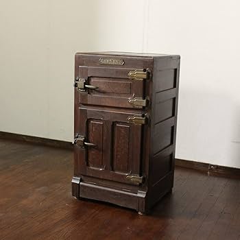 Amazon.co.jp: アンティーク古い昔の木製氷冷蔵庫昭和レトロインテリア