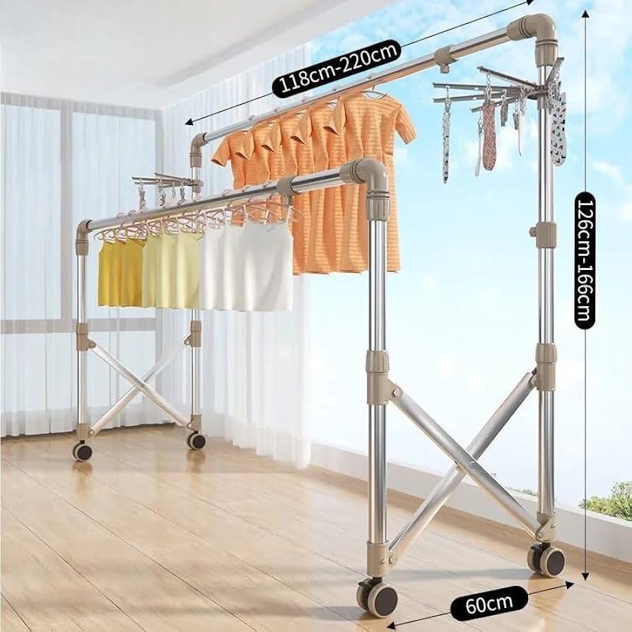 Amazon.co.jp: 物干しラック伸縮式 折りたたみ式ステンレス鋼 持ち上げ