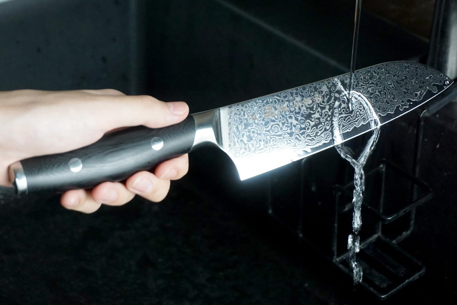 Amazon｜ヤクセル 関藤平 黒耀 包丁 三徳包丁 ダマスカス 16.5cm 日本