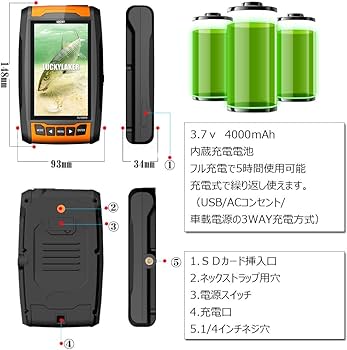 Amazon | LUCKYLAKER 水中カメラ 魚群探知機 ポータブル 魚探 ぎょたん