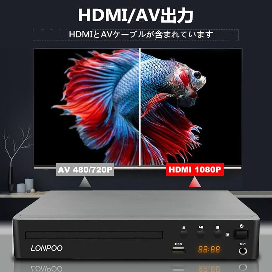 Amazon | LONPOO DVDプレーヤー リージョンフリー HDMI/AV出力1080P