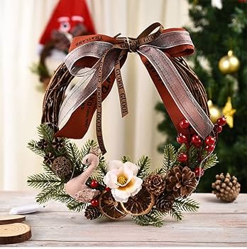 Amazon.co.jp: 玄関ドア用クリスマスリース、赤いベリーのリース