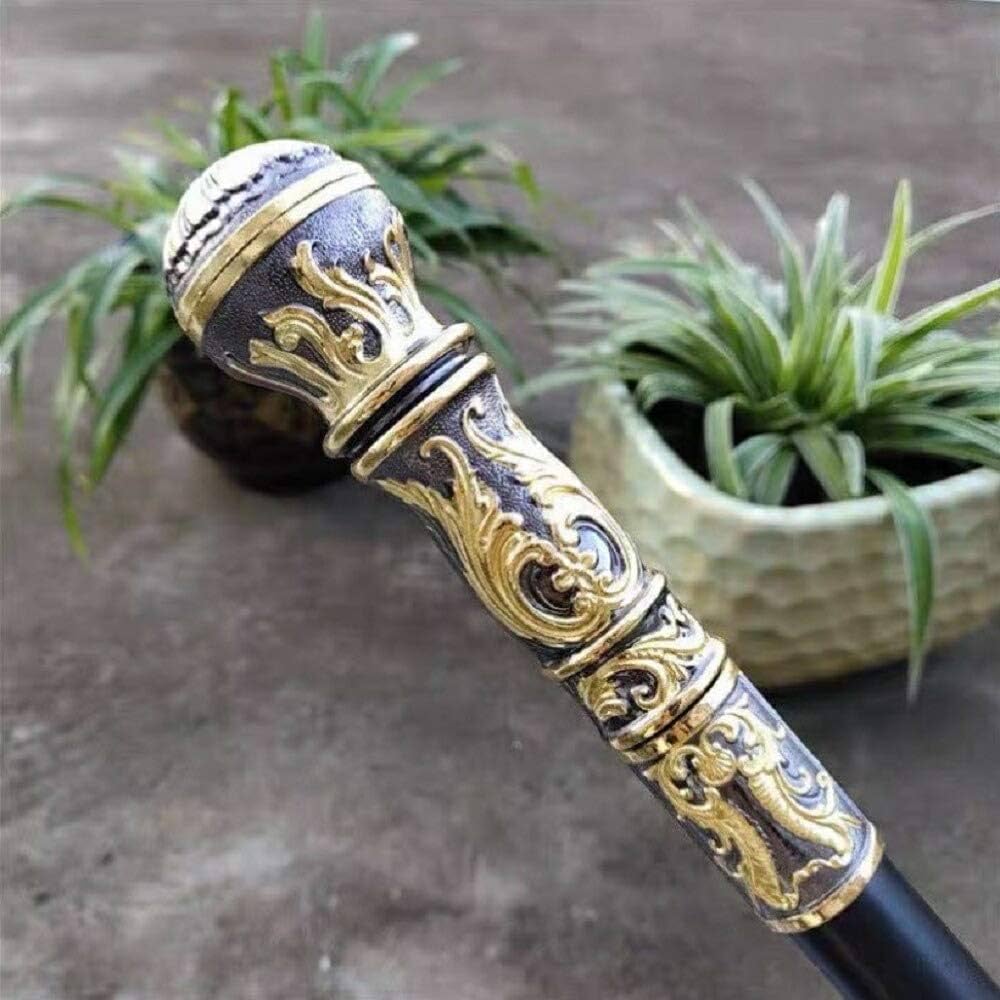 Amazon.co.jp: [AiO JAPAN] 杖 黒金 花 彫刻 球体 真鍮杖 つえ