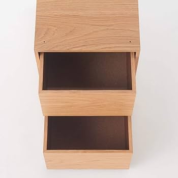 Amazon｜無印良品 木製収納ケース・引出式・2段・オーク材 約幅26×奥行