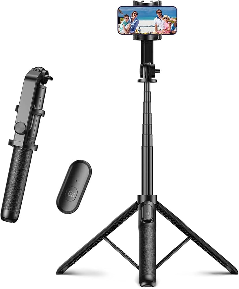 Amazon | スマホ用三脚 自撮り棒 遠隔リモコン付き じどり棒 360°回転