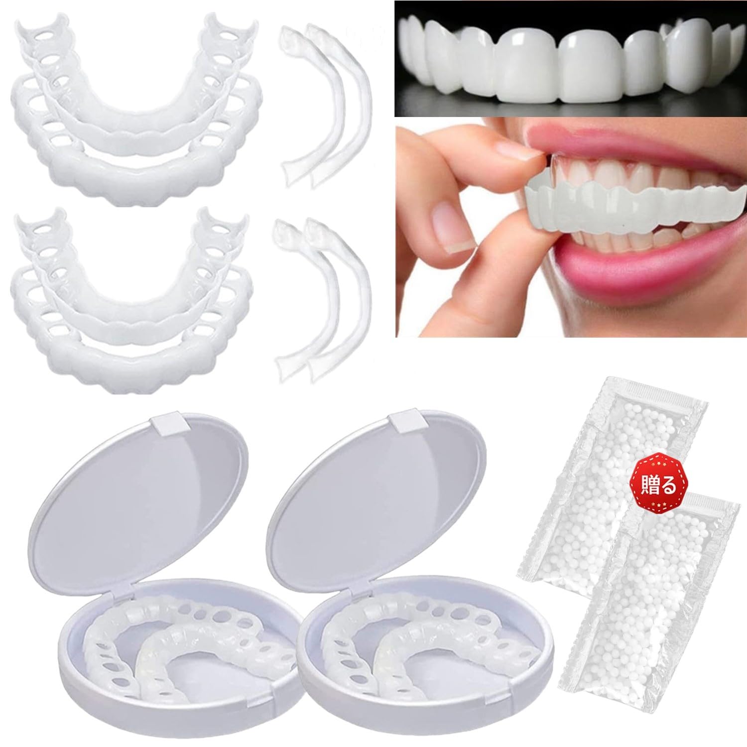 Amazon.co.jp: 入れ歯 義歯 美容 付け歯 化粧歯 つけ歯 飲食可能 上歯+