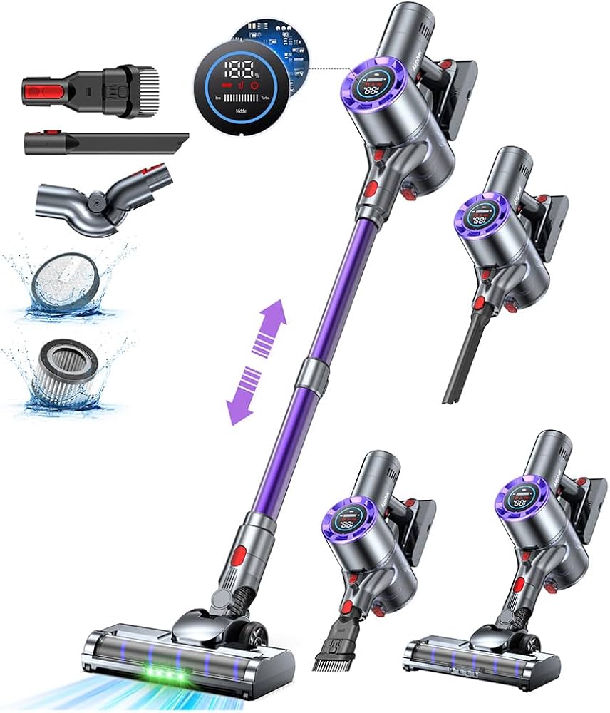 掃除機 コードレス 85Kpa・自立式ブラシヘッド・60分連続稼働・LED