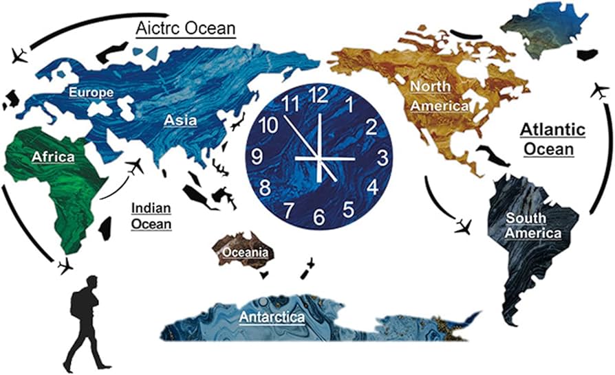 Amazon.co.jp: 壁掛け時計 世界地図壁時計 大きな 夜光 3D 多色世界