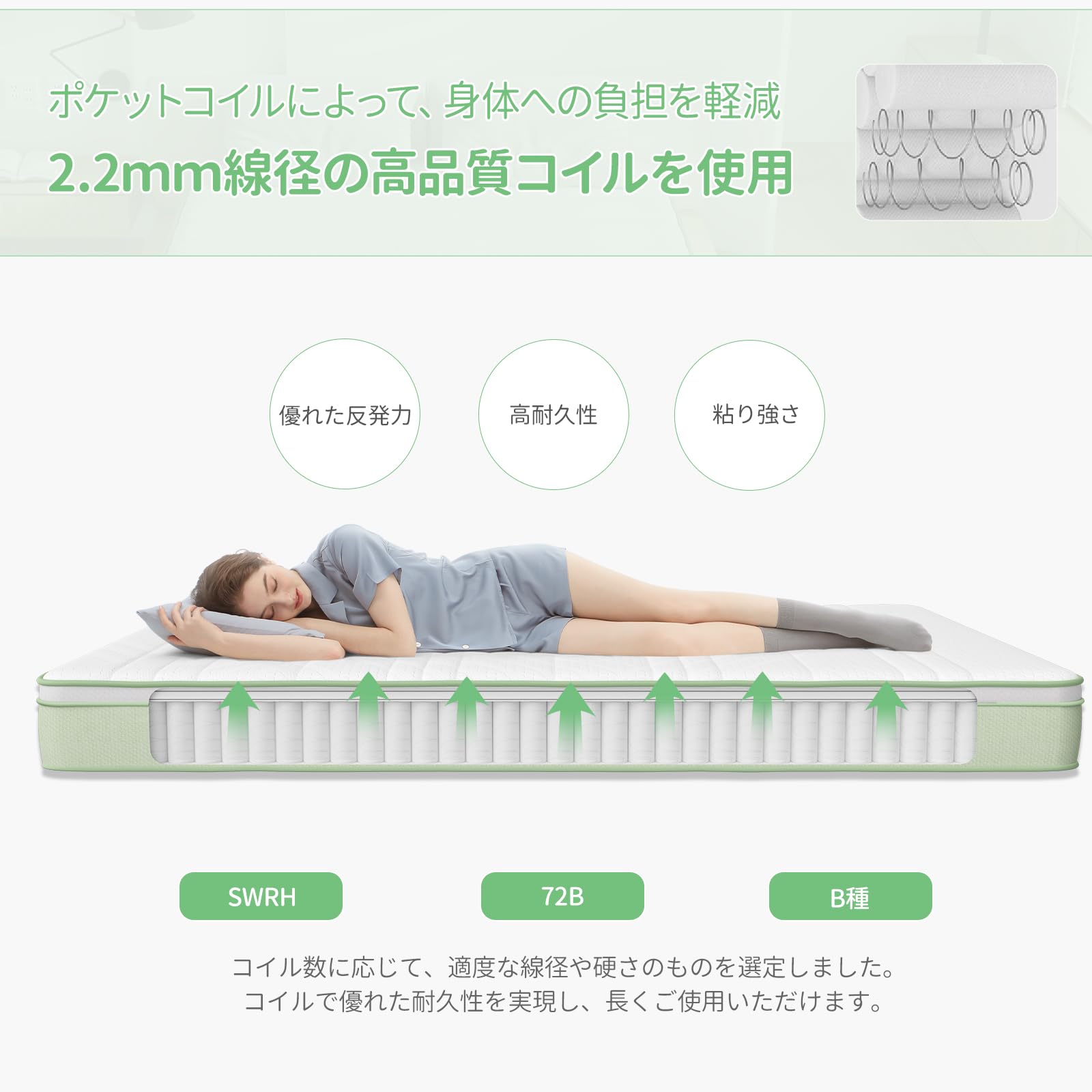 Amazon.co.jp: Novilla マットレス クイーン 厚み18cm 硬め ポケット