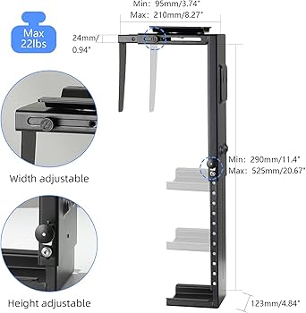Amazon.co.jp: CPUホルダー デスク下マウント - 調節可能な壁 PC