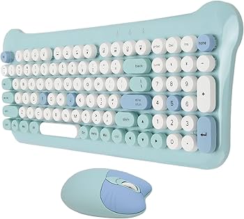 Amazon | かわいいワイヤレスキーボードマウス、98キーレトロミックス