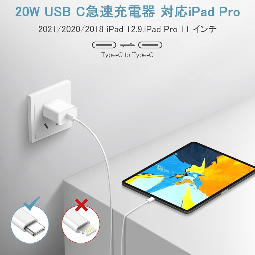 Amazon.co.jp: iPad Pro USB C 充電器 20W iphone 16 充電器 C